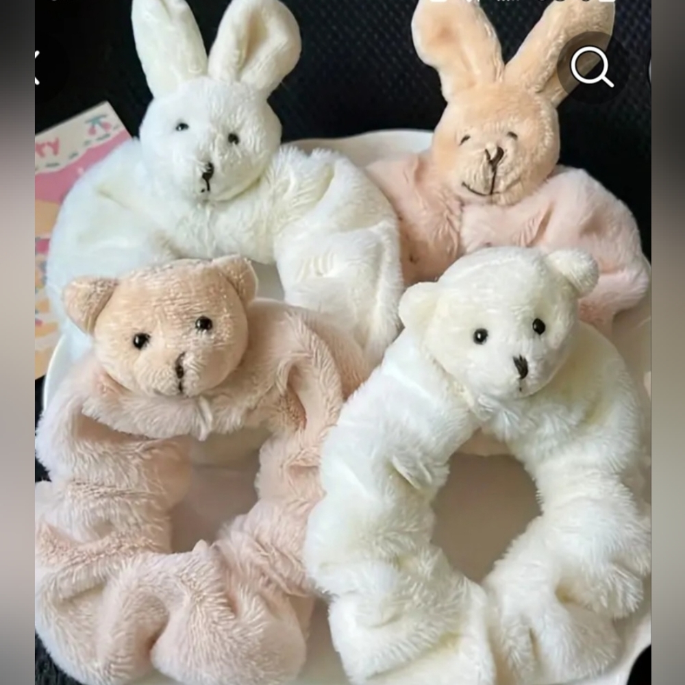 4 Soft Animal Scrunchies New